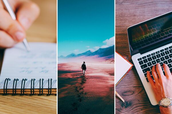 marcher prendre des notes écrire