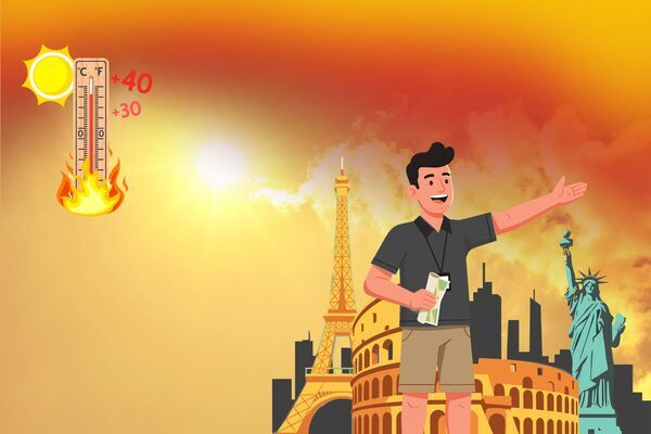 un guide touristique pendant une canicule